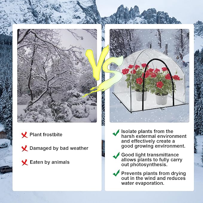 24.5″ *24.5″ *20.5″, Mini Greenhouse Winter Plant Warm Covers - Raised Bed Cover for Seed Starting, Warm Tent Freeze Protection Humidity Domes for Gardening & Winter Shelter and Protecting Plants 2pcs - Image 6