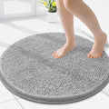 Smiry Luxury Chenille Round 24x24, Extra Soft and Absorbent Shaggy Bathroom Mat Rugs, Machine Washable, Non-Slip Plush Carpet for Tub, Shower, and Bath Room, Light Grey by Smiry