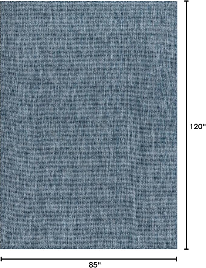 Unique Loom Collection Casual Transitional Solid Heathered Indoor/Outdoor Flatweave Area Rug (7' 1" x 10' Rectangle, Blue/Navy Blue) - Image 3