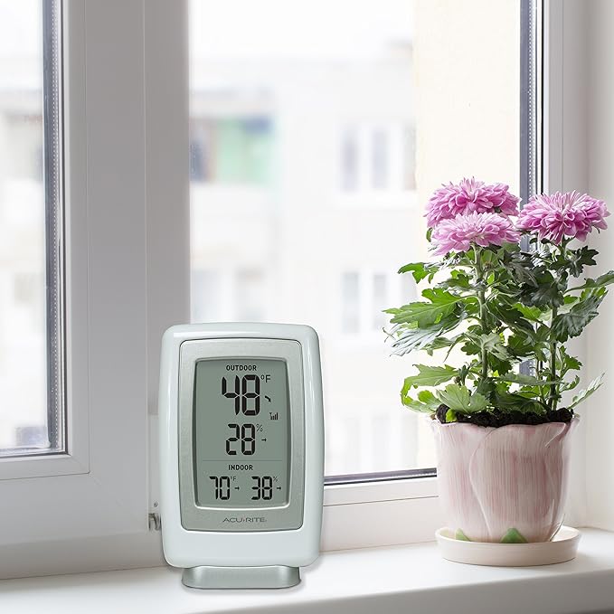 AcuRite 00611 Indoor Outdoor Thermometer with Wireless Temperature Sensor & Hygrometer White Small - Image 2