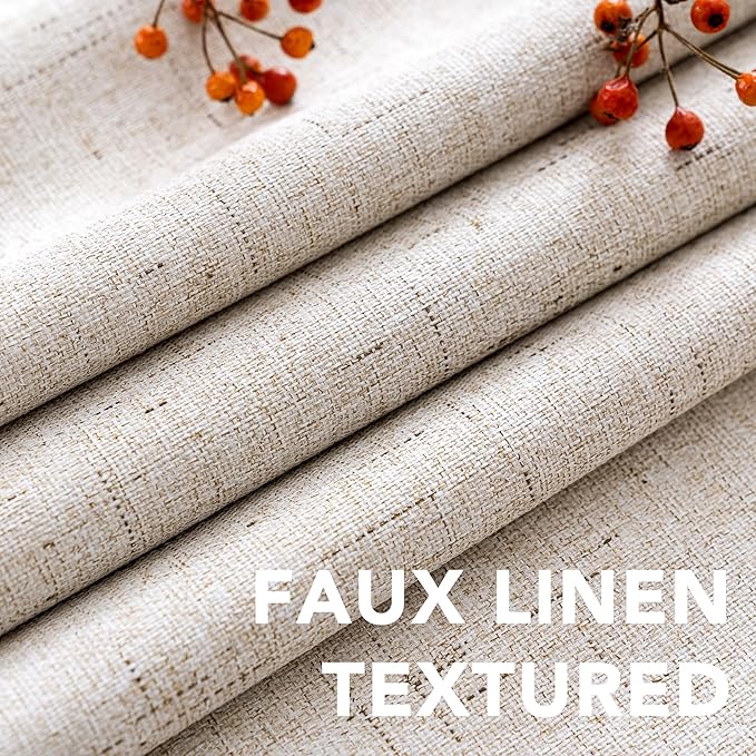 H.VERSAILTEX Linen Blackout Curtain Durable Thick Textured Linen Look 100% Blackout Patio Door Curtain Anti Rust Grommet Extra Wide Sliding Door Curtain Panel, W100 x L84 inch - Natural - Image 5