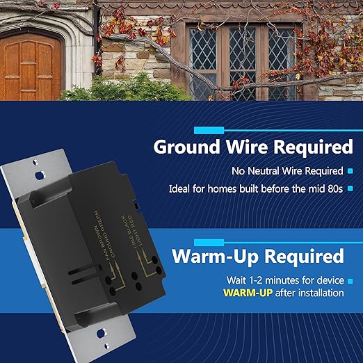 LIDER Humidity Sensor Switch and Motion Sensor Light Switch, PIR Sensor, Humidity Detection, Occupancy/Vacancy, No Neutral Required, ¼ HP, 1-Pole, Gold, Screwless Wall Plate Included - Image 2