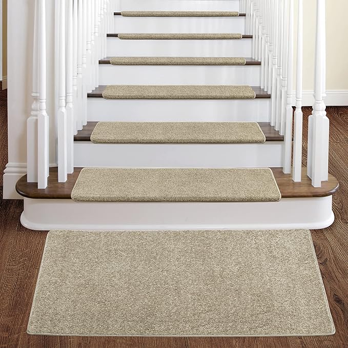 PURE ERA Carpet Stair Tread Landing Mat Tape Free Self Adhesive Non Slip Skid Resistant Indoor Doormat Area Rug Floor Mat for Kitchen Bathroom Workstations Washable 2' X 3' (Cream Grey) - Image 2