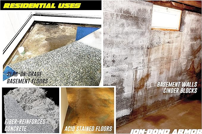 Ion-Bond Armor Industrial Concrete Sealer - 5 Gals. Waterproofing Sealer for Basement Walls, Cinder Blocks, Concrete Slabs, Fiber-Reinforced, Crawlspaces, Garage Floors. Penetrates Through Latex Paint - Image 3