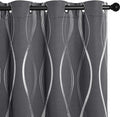 NICETOWN Blackout Curtains Panels for Bedroom, 2 Panels, 34 x 72 Inch, Gray, Microfiber Noise Reducing Thermal Insulated Wave Line Foil Print Design Blackout Curtains for Patio Sliding Glass Door by NICETOWN