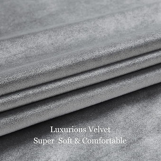 Elegant Dark Grey Decorative Velvet Curtains 90 inches Luxury Living Room Curtain Blackout Modern Thermal Insulated Soundproof Privacy Room Darkening Floor to Ceiling Soft Drapes for Bedroom Set of 2 - Image 5