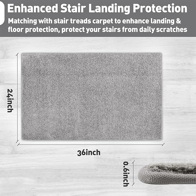 PURE ERA Carpet Stair Tread Landing Mat Tape Free Self Adhesive Non Slip Skid Resistant Indoor Doormat Area Rug Floor Mat for Kitchen Bathroom Workstations Washable 2' X 3' (Light Gray) - Image 3