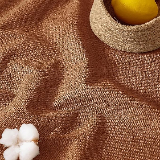RYB HOME 100% Blackout Fall Curtains for Bedroom Linen Texture, Burnt Orange Curtains for LivingRoom/Office/Sliding Door, Thermal Insulated Farmhouse HomeDecor, Luxury Privacy Drape, W52xL84, 2 Panels - Image 8