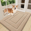 Smiry Dog Door Mat for Muddy Paws, Absorbs Moisture and Dirt, Low-Profile Entryway Mat with Non-Slip Backing, Entry Indoor Outdoor Doormat for Inside Floor (36x24 Inches, Beige, Bordered) by Smiry