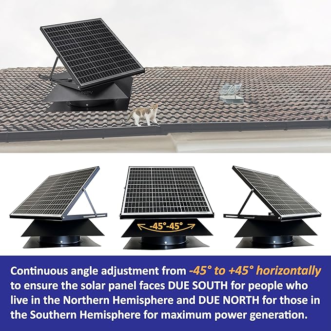 Smart Hybrid Solar Attic Exhaust Fan Pro–USA Engineered with German Tech, 2850 CFM 50W Solar Panel, 40-104℉ Thermostat, Cool & Dehumidify up to 4000 ft². Weatherproof Roof Vent for Home, Shed - Image 3