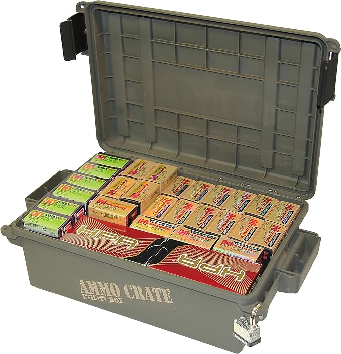 MTM ACR4-18 Ammo Crate Utility Box-Carry up to 65lbs of gear-Stackable design,double padlock for security - Water-resistant O-ring seal - Army Green,(Pack of 4) - Image 3