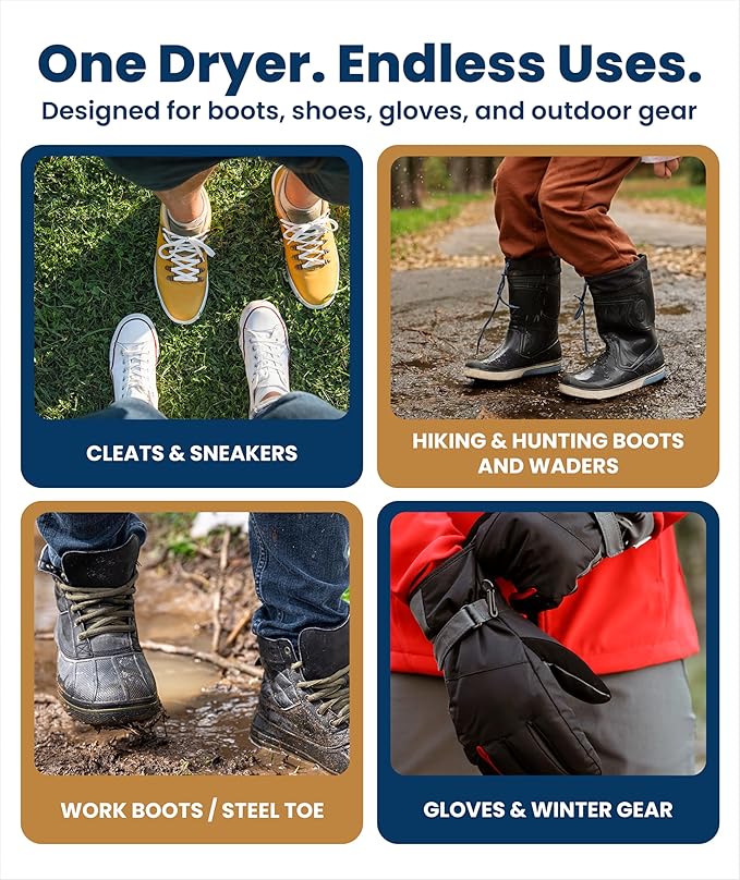 Upgraded Boot Dryer for Work Boots with Ozone Deodorizer - Fast Drying Compact Easy-to-Use Shoe Warmer Adjustable Tube Design - Fast Drying Shoes Dryers for Sneakers & Gloves, Ski Gears (2 Pair) - Image 6