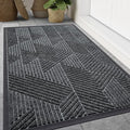Smiry Front Door Mat Outside Entrance, Heavy Duty Sturdy Natural Rubber Doormat, Trap Dirt and Moisture, Easy Clean Low Profile Mats for Indoor Outdoor Entry, Irregular Triangle (47x17, Grey) by Smiry