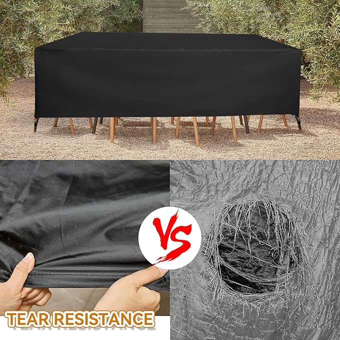 TUOKING Outdoor Furniture Covers Heavy-Duty 420D Waterproof Cover,All-Weather Patio Furniture Protector for Sofa,Chairs & Table-UV-Resistant,Anti-Tear Dustproof Covers (Black, 124"L x 71"W x 29"H) - Image 3