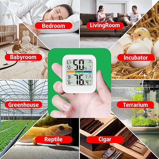 G.CATACC Digital Hygrometer Indoor Thermometer Humidity Meter Gauge, Room Thermometer Temperature and Humidity Monitor for House, Baby Nursery, Greenhouse, Reptile - Battery Included - Image 4