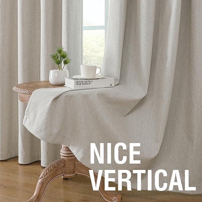 H.VERSAILTEX Chenille Curtains 96 inch Length 2 Panels 100% Blackout Drapes for Bedroom Living Room with White Flocking Coating Back Thermal Insulated Anti-Rust Grommet, Oyster Grey(Not Solid) - Image 6