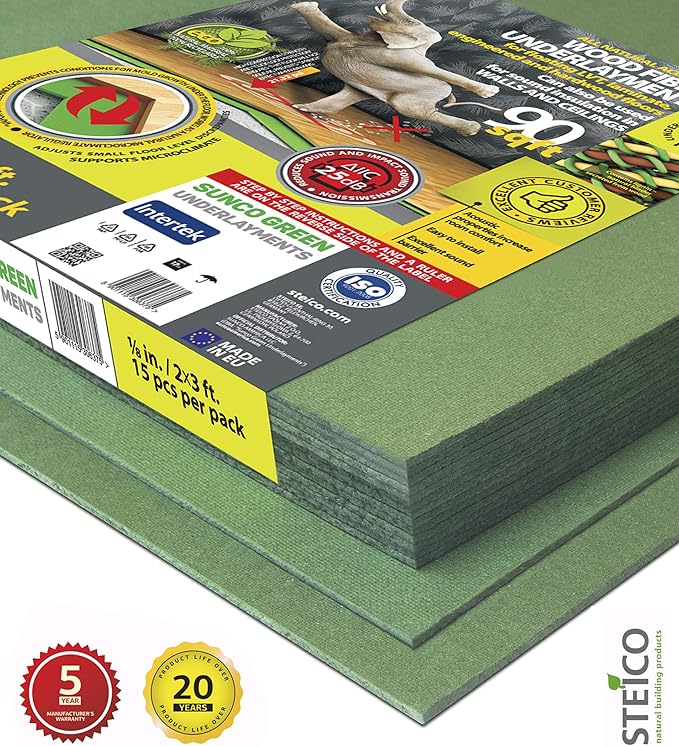 Wood Fiber Flooring Underlayment, 3mm (1/8 Inch) Thickness - 2160 Sq Ft, Natural Soundproofing Insulation, for Laminate, Vinyl, LVT, LVP, or Hardwood - Image 2