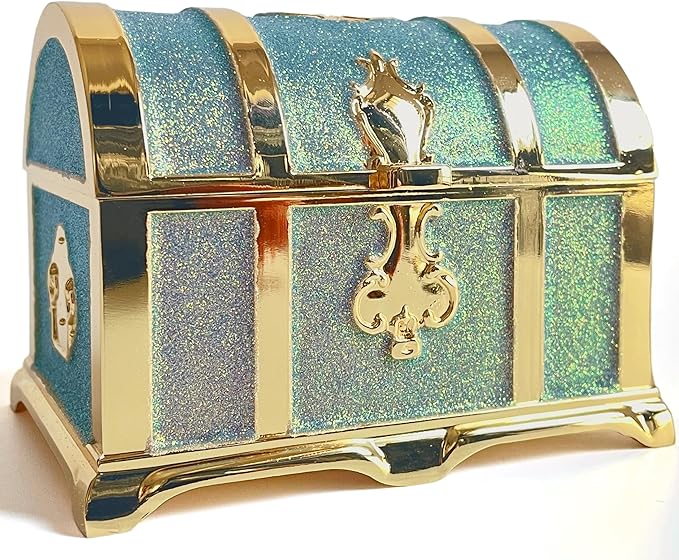 Retro Jewelry Box Arched Vintage Rectangular Metal Chest Necklace Ring Earrings Storage Case for Women Girls (Golden Starlight Blue-purple, M) by Unknown