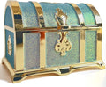 Retro Jewelry Box Arched Vintage Rectangular Metal Chest Necklace Ring Earrings Storage Case for Women Girls (Golden Starlight Blue-purple, M) by Unknown