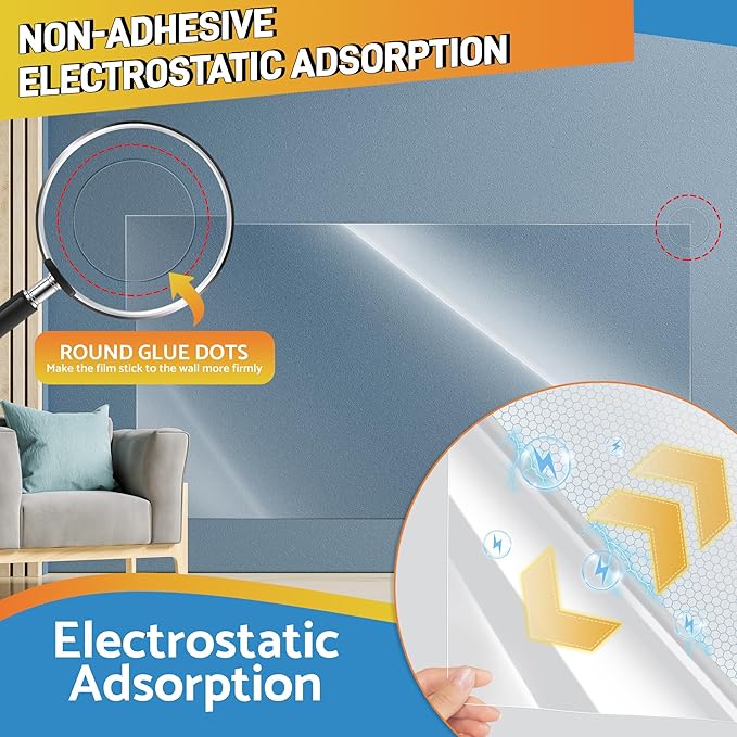Clear Wall Protector, Electrostatic Wall Protective Film, Transparent Static Cling Plastic Stickers for Kitchen & Office from Bin, Chair Back, Furniture, Door, Dog, Cat 9.84 ft - Image 3
