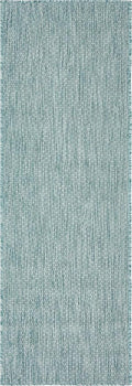 Unique Loom Collection Casual Transitional Solid Heathered Indoor/Outdoor Flatweave Area Rug (2' x 6' 1" Runner, Aquamarine/Ivory) by UniqueLoom