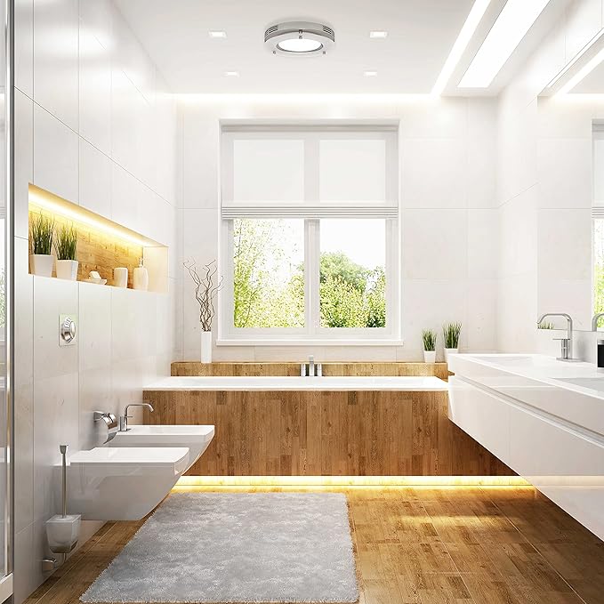 Homewerks 7117-02-HW Bathroom Fan Integrated LED Light Ceiling Mount Exhaust Ventilation 1.5 Sones 80 CFM, Frosted - Image 5
