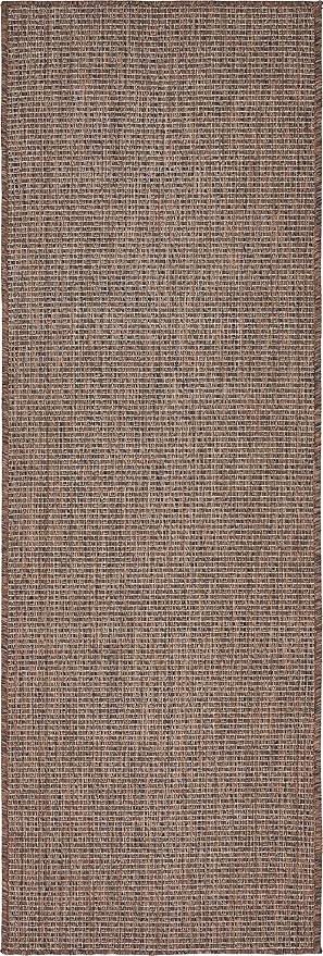 Unique Loom Collection Casual Transitional Solid Heathered Indoor/Outdoor Flatweave Area Rug (2' x 6' 1" Runner, Light Brown/Ivory) by UniqueLoom