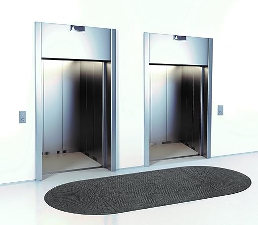 Guardian EcoGuard Diamond w/Double Fan Indoor Wiper Floor Mat, Recycled Plactic and Rubber, 4'x8', Charcoal Black - Image 2