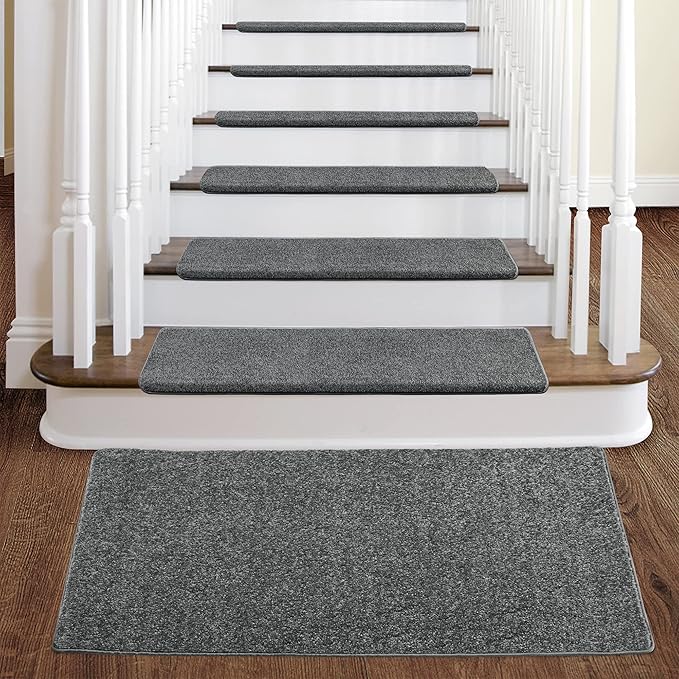 PURE ERA Carpet Stair Tread Landing Mat Tape Free Self Adhesive Non Slip Skid Resistant Indoor Doormat Area Rug Floor Mat for Kitchen Bathroom Workstations Washable 2' X 3' (Dark Gray) - Image 2