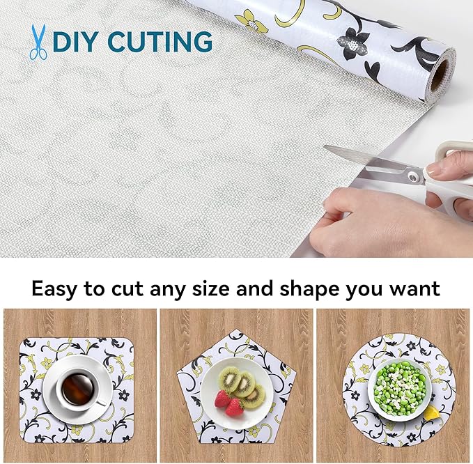 2 Rolls 18" W x 96" L Floral Drawer and Shelf Liner for Cabinets, Non-Adhesive Strong Grip Non-Slip Flower Shelf Cabinet Kitchen Shelf Liners for Kitchen Cabinets - Image 4