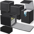 Mlikero 4 Pack Card Deck Box, Commander Deck Box Holds 400+ Single Sleeved Cards with 4 Dividers, Leather Magnetic Card Box Fit for MTG, TCG by Mlikero