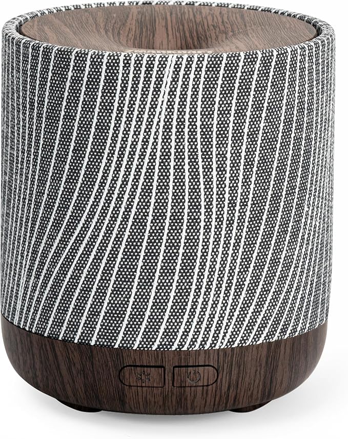 Essential Oil Diffuser 7 fl oz 200ml with Fabric Cover and Night Lamp | Ultrasonic Aroma Diffuser | Humidifier w Lights | Room Decor | Small Humidifier for Bedroom | Gift (Dark Brown) by ZmarKraft