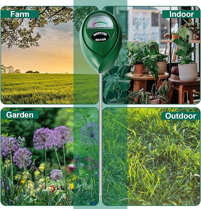 SZHLUX Moisture Meter Water Monitor Soil Hygrometer Sensor Care, Lawn, Farm, Indoor & Outdoor. (Plant Gifts for Gardeners), 10.23inch, Green - Image 6