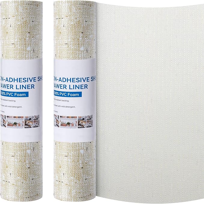 Shelf Liner 20 x 72 Inch 2 Rolls Shelf Liner Non Adhesive, Drawer Liner Non Slip Kitchen Mat Waterproof Oil-Proof for Kitchen Cabinet, Shelves, Refrigerator, Storage, Desks, Easy to Trim by DwellAid
