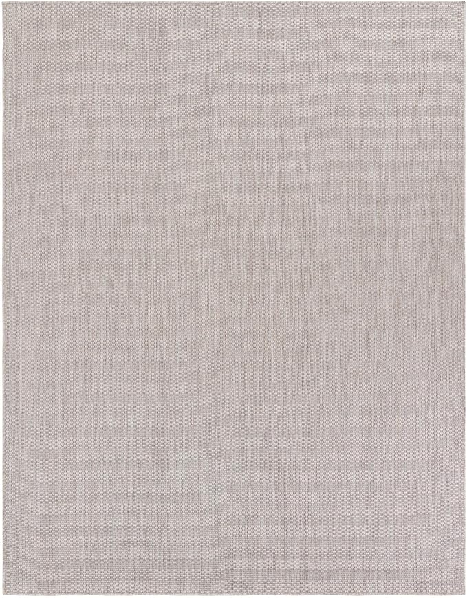 Unique Loom Outdoor Solid Collection Area Rug (7' 10" x 10' Rectangle Beige/Ivory) - Image 3