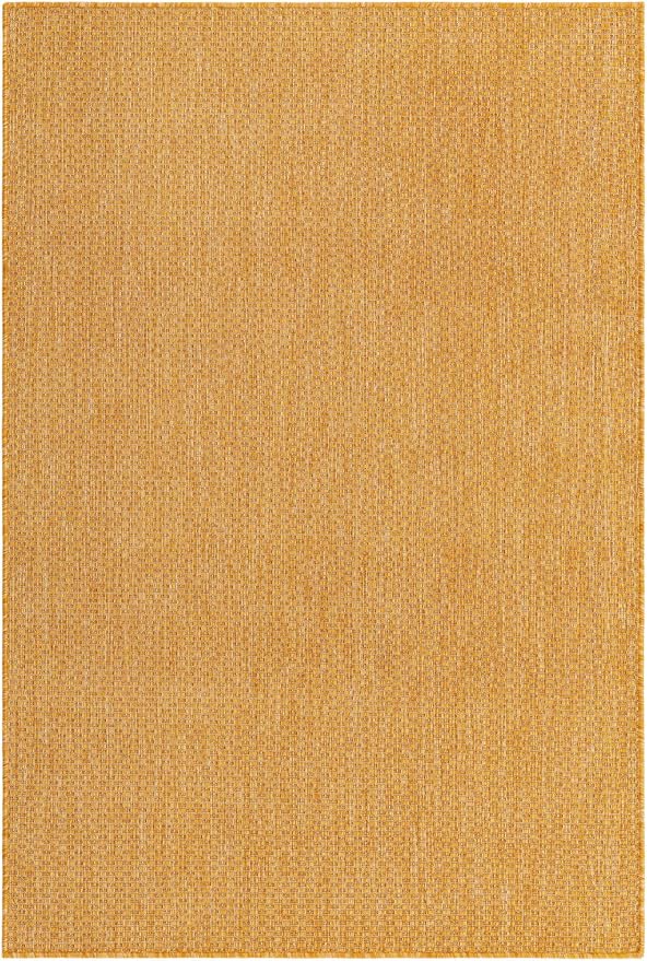 Unique Loom Collection Casual Transitional Solid Heathered Indoor/Outdoor Flatweave Area Rug (4' 1" x 6' 1" Rectangle, Corn Harvest Yellow) - Image 3