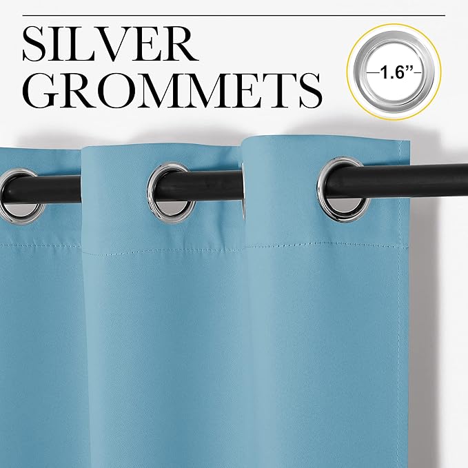 NICETOWN Blue Patio Sliding Door 108 inch Long, Extra Wide Grommet Room Darkening Thermal Insulated Sound Reducing Window Treatments for Home Office/Laundry, 1 Panel, W120 x L108 - Image 2