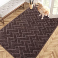 PURRUGS Easy Care Area Rug 4ft x 6ft, Non-Slip Machine Washable Entry Rug, Dog Door Mat, Stain Resistant Accent Rug for Hallway, Bedroom, Living Room and Mudroom, Brown by PURRUGS