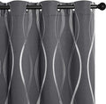NICETOWN Small Blackout Grey Cafe Curtain Panels, Set of 2, 34 by 45 Inch, Window Treatment Thermal Insulated Solid Grommet Blackout Wave Line Foil Print Design for Kitchen and Loft by NICETOWN