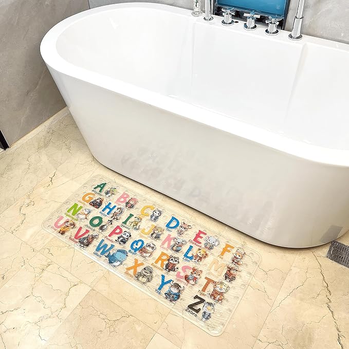 BOPPIE Non-Slip Bath Mat Shower Mats for Tub Kids,Anti-Slip-Resistant Bathtub Tub Mats Bathroom Mat XL Large Bath Mat 35X15 Inches (Animal Collections) - Image 3