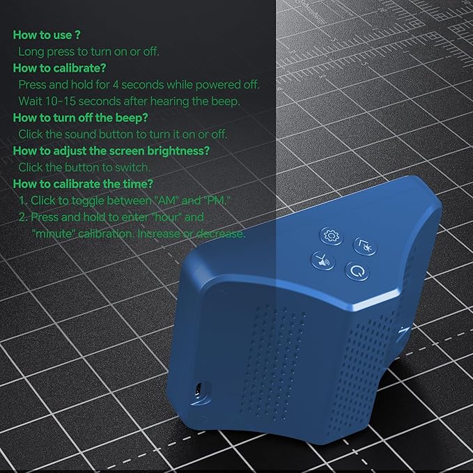 16-in-1 Indoor Air Quality Monitor with PM1.0,PM2.5,PM10,CO2,HCHO,TVOC,Temperature,Humidity,Time Display &7 AQI Alarms – Professional Air Quality Tester for Home, Office & Indoor Use (Lake Blue) - Image 7