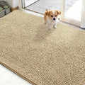 OLANLY Dog Door Mat for Muddy Paws 50x30, Absorbs Moisture and Dirt, Absorbent Non-Slip Washable Doormat, Quick Dry Chenille Mud Mat for Dogs, Entry Indoor Entryway Carpet for Inside Floor, Beige by OLANLY