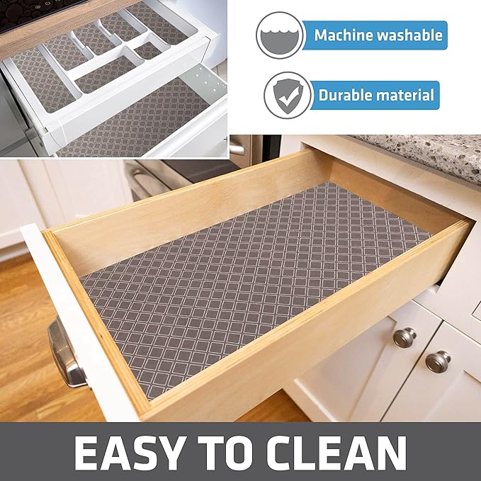 Drymate Premium Luxury Shelf & Drawer Liner, Thick Cushioned Fabric, Non-Adhesive, Absorbent, Waterproof, Slip-Resistant, Liners for Kitchen Cabinets, Cupboards (USA Made)(12”x59”)(2-Pack)(Taupe) - Image 6
