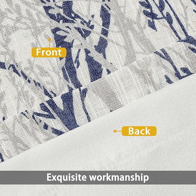 DriftAway Linen Printed Blackout Curtains Tree Branch Pattern Double Layer 102 Inches Long for Bedroom Classic Thermal Insulated Summer Sound Lined Grommet Drapes for Living Room 2 Panels Blue/Linen - Image 2