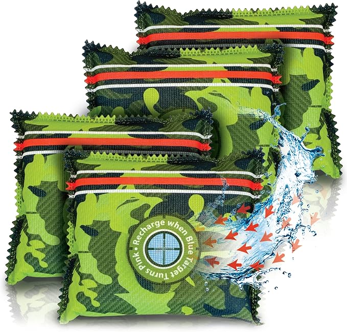 Gun Safe Dehumidifier Camouflage - Rechargeable Desiccant Dehumidifier Bags - Reusable & Absorbs Moisture & Humidity - 4x Pack by Zarpax