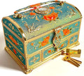 Retro Jewelry Box Arched Vintage Rectangular Metal Chest Necklace Ring Earrings Storage Case for Women Girls (Golden Starlight Blue-purple, XL Lock) by Unknown