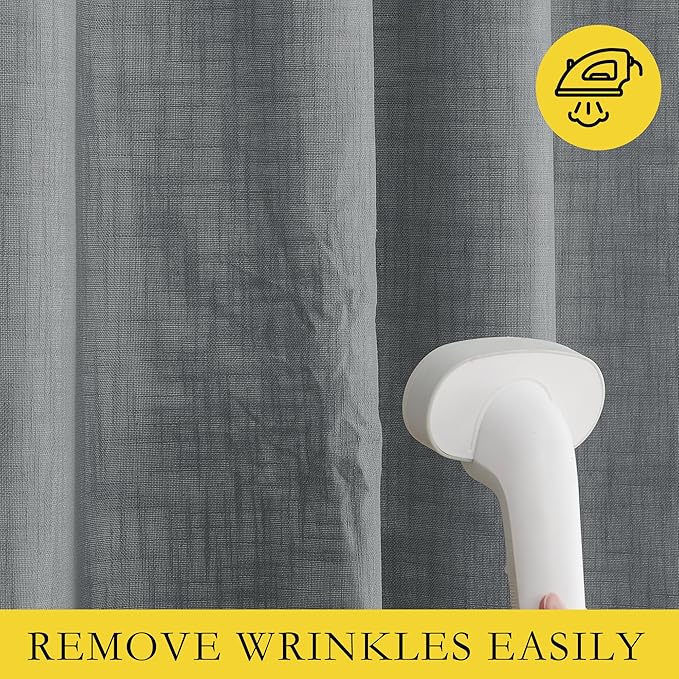 NICETOWN 100% Absolutely Blackout Linen Curtains with Thermal Insulated White Liner, Dove Grey, W62, 2 Pieces, Noise Reducing Textured Linen Look Curtains for Windows 90 inch Length for Classroom - Image 6