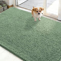 OLANLY Dog Door Mat for Muddy Paws 50x30, Absorbs Moisture and Dirt, Absorbent Non-Slip Washable Doormat, Quick Dry Chenille Mud Mat, Entry Indoor Entryway Carpet for Inside Floor, Olive Green by OLANLY