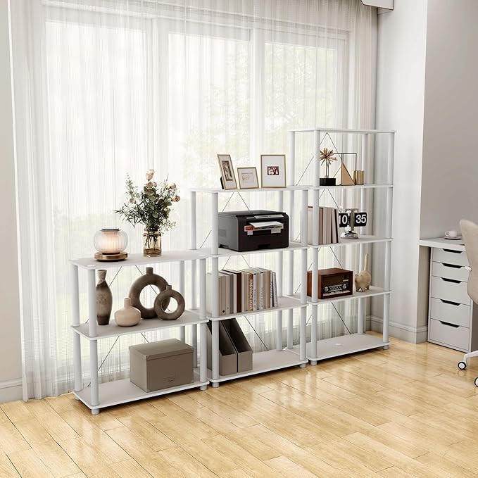 Homes: Inside + Out Apexa Modern 4-Tier Wide Shelving Units, Collectibles Display Shelves, Easy Assembly Standing Shelf, Home Storage Organizer for Living Room, Bedroom, Office, Taupe Grey - Image 13