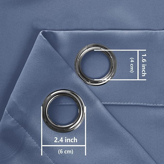 Hiasan Blackout Curtains for Bedroom, 52 x 84 Inches Long - Thermal Insulated & Light Blocking Window Curtains for Living Room/Kids Room, 2 Drape Panels Sewn with Tiebacks, Blue Haze - Image 7